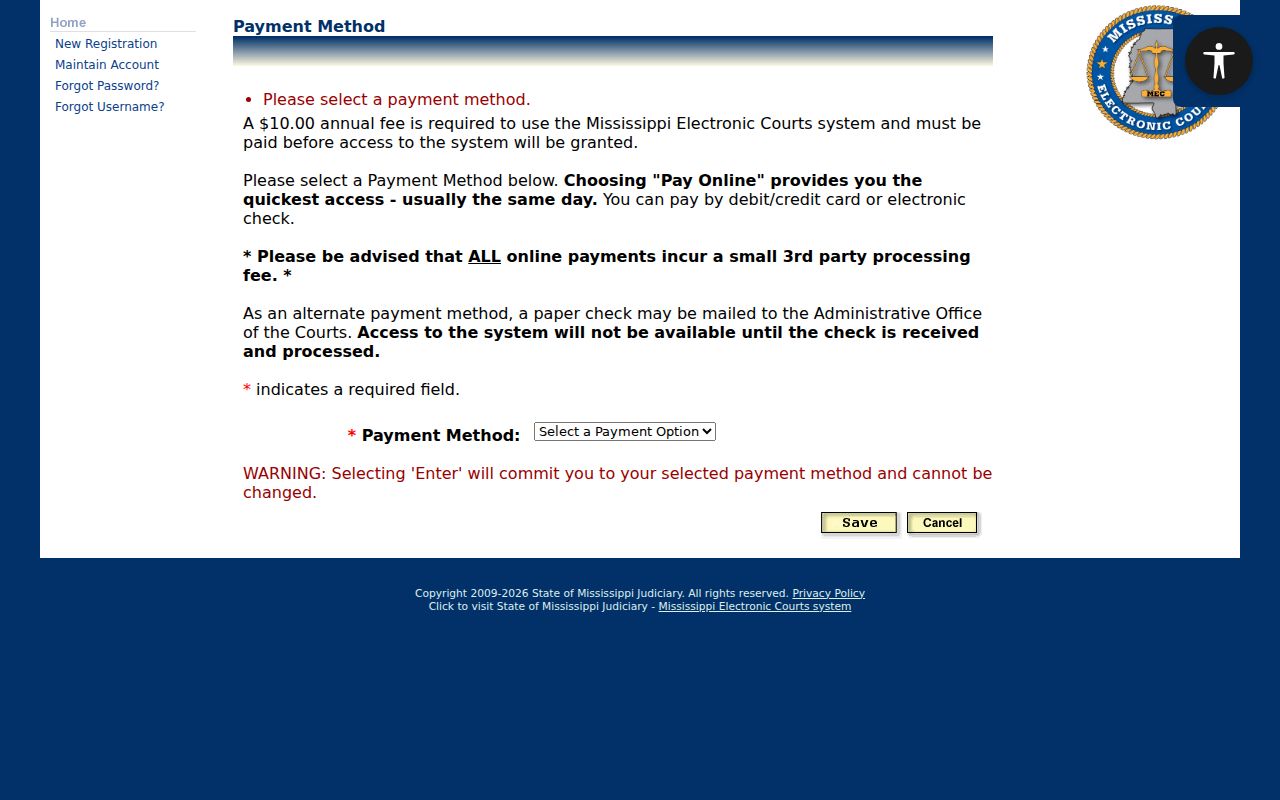 Lamar County docket search PAMEC payment method