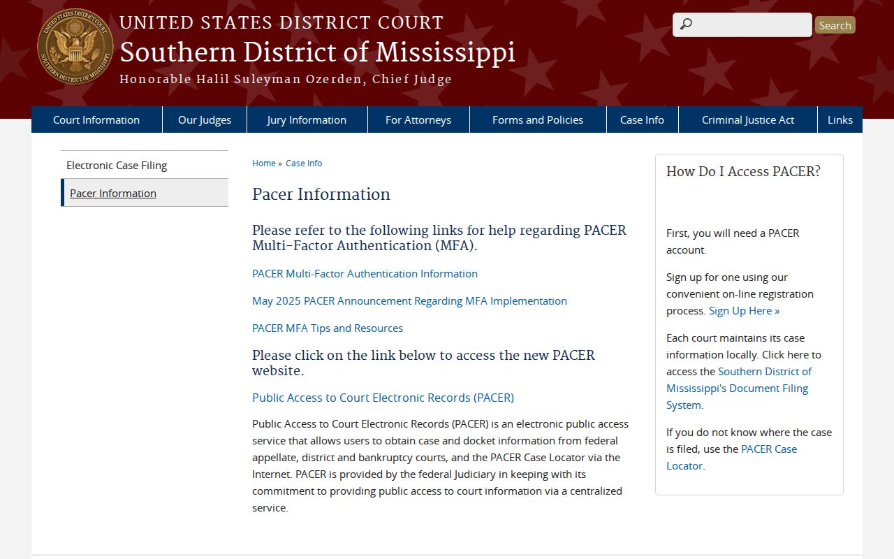 Lamar County court schedule federal PACER access information